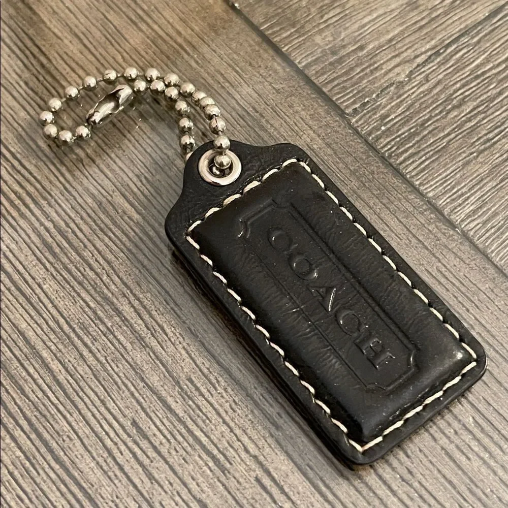 Coach Black Leather Hangtag - Key Chain